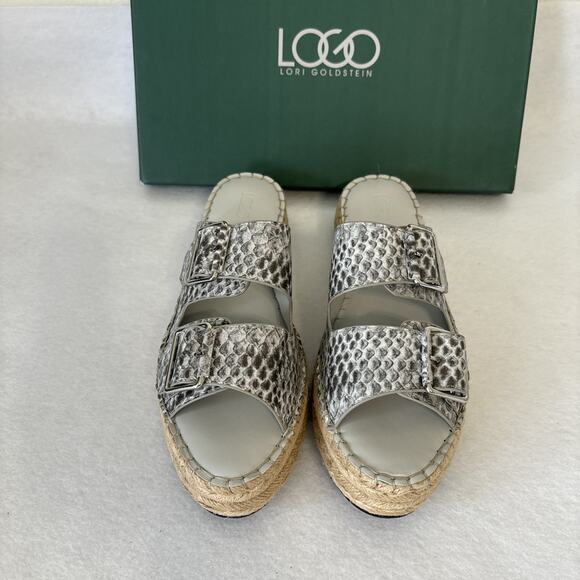 LORI GOLDSTEIN SANDALS LINDSAY WOMENS GRAY SNAKE PRINT‎ LEATHE 8M - Picture 3 of 7